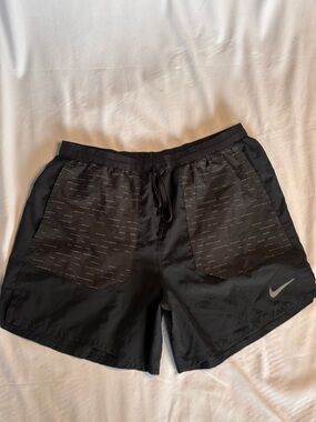 Nike Black Athletic Shorts with Reflective Swoosh